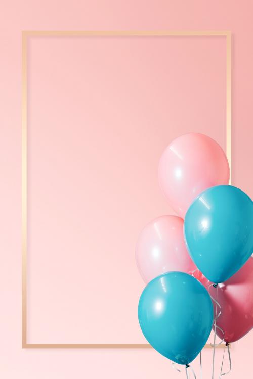 Golden frame balloons on a pink background - 1224771