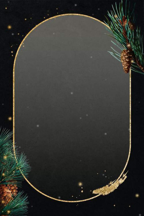 Blank round golden Christmas frame - 1228817