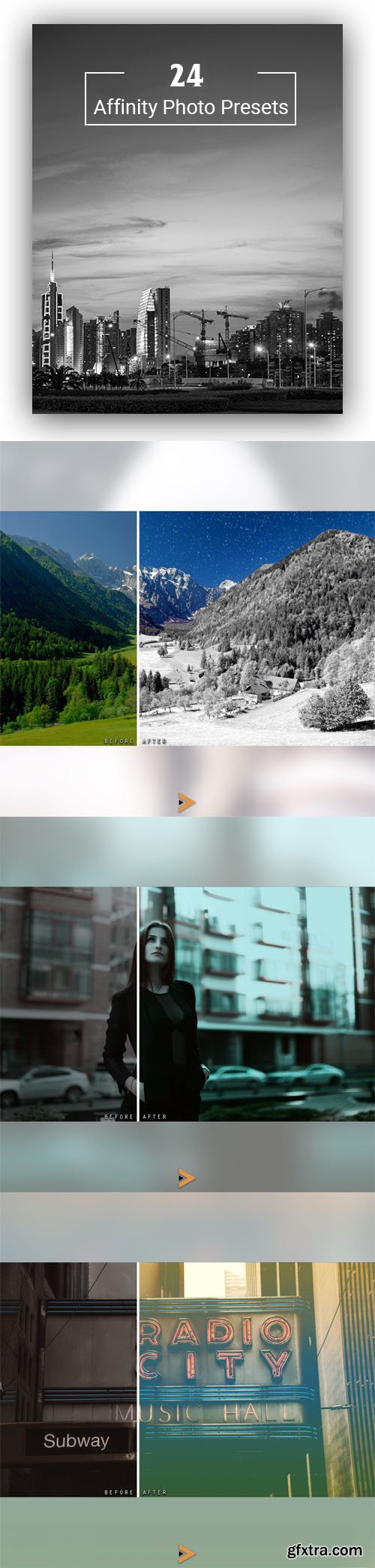 24 Affinity Photo Presets with 5 Categories