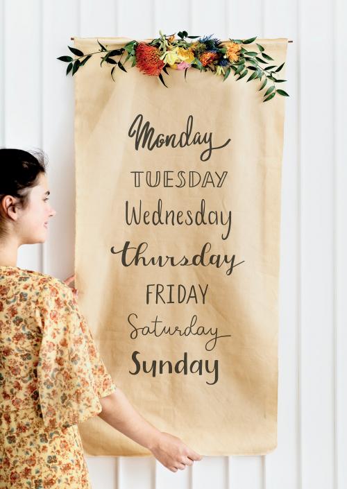 Days of the week on a floral brown paper mockup - 1210282