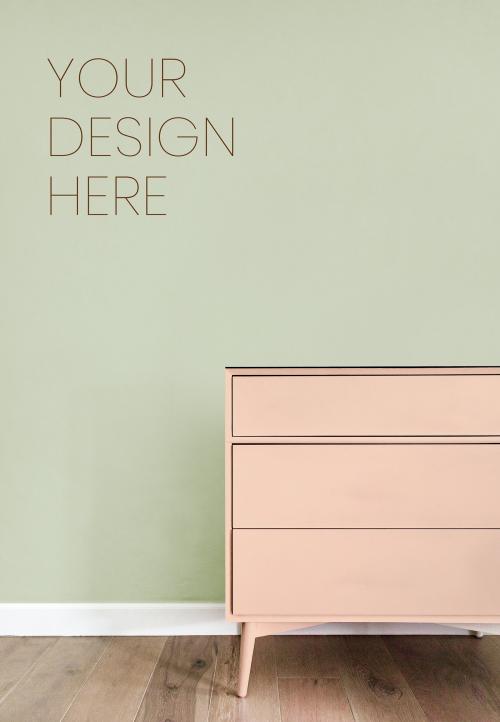 Pink drawer against a wall mockup - 1211488