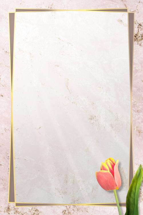 Golden floral tulip frame design - 1212858