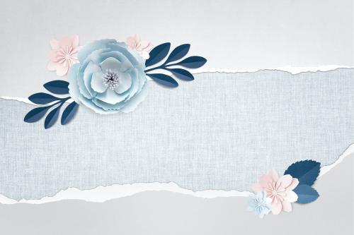 Blue rose paper craft flower on gray background template illustration - 1201240
