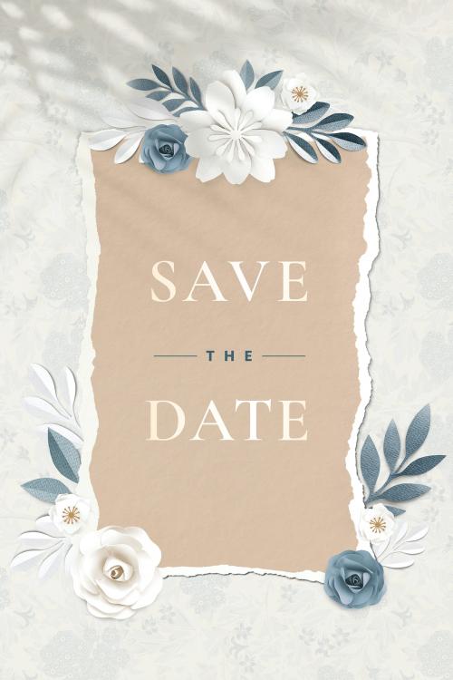 Paper craft flower wedding invitation card illustration template - 1201321