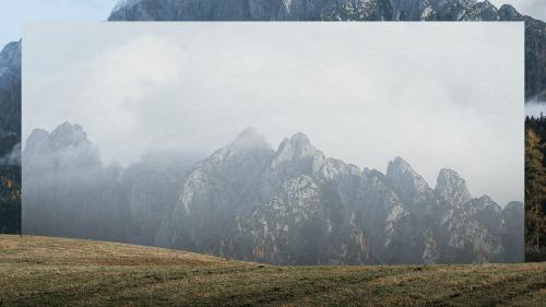 Summit of the Dolomites in the early morning psd mockup - 2095747