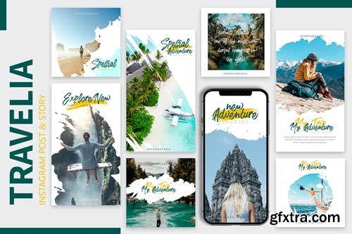 Travelia - Instagram Post & Story Pack