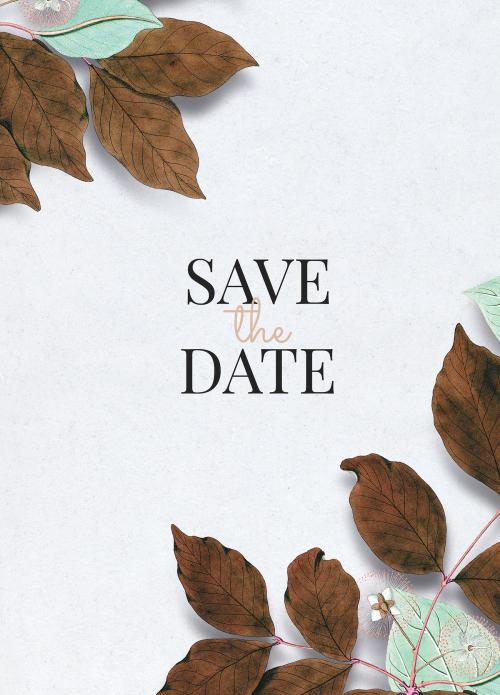 Winter leaves decorated save the date wedding invitation card template - 2210300
