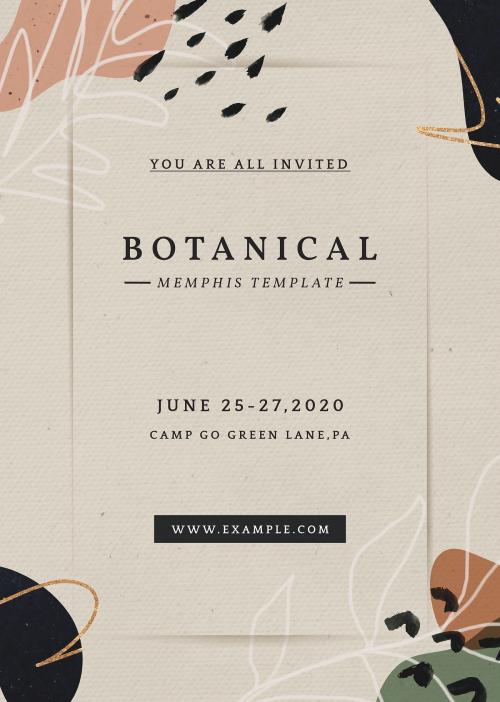 Abstract botanical Memphis invitation card mockup - 2210571