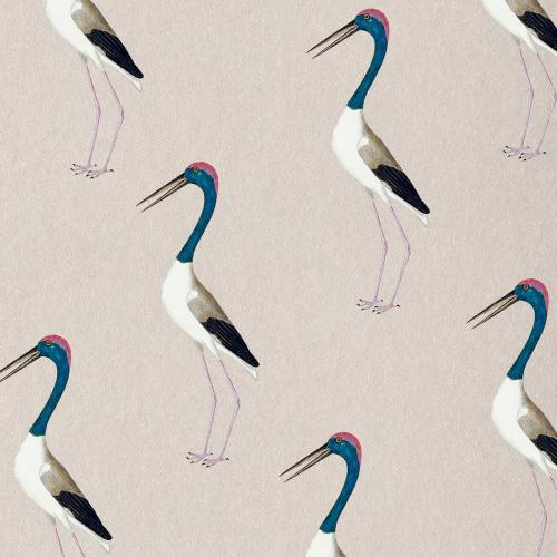 Long-legged wading bird vintage seamless patterned background template - 2230076