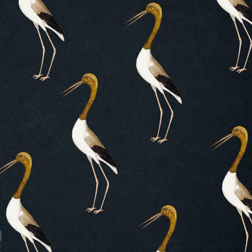Long-legged wading bird vintage seamless patterned background template - 2230080