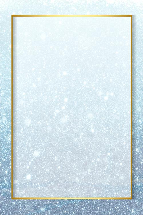 Gold rectangle frame on snowy background - 2241918