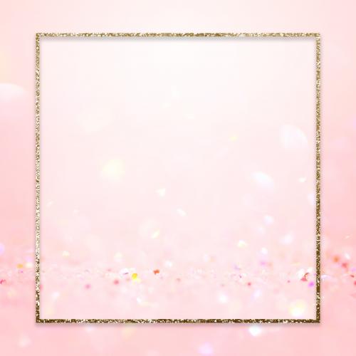 Golden frame on pink glittery background mockup - 2280194