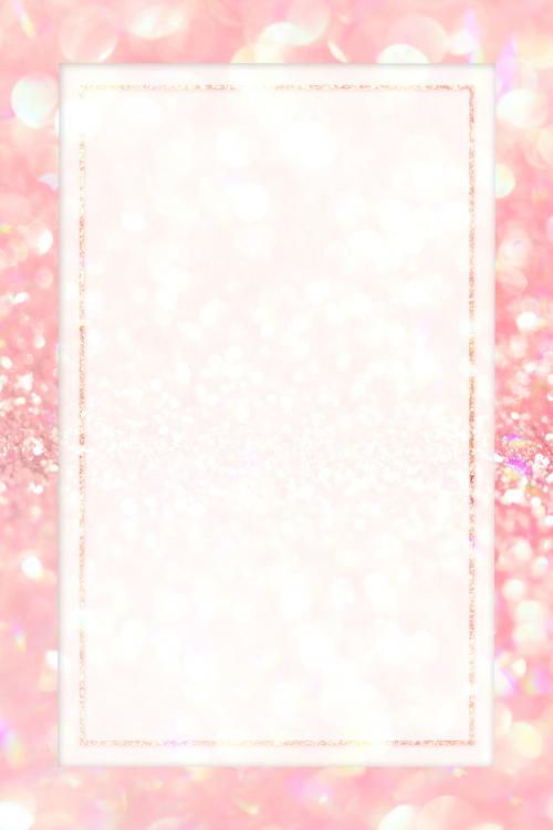 Rectangular frame on pink sequin textured background mockup - 2280698