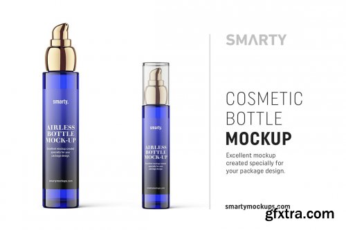 CreativeMarket - Blue cosmetic bottle mockup 4816271