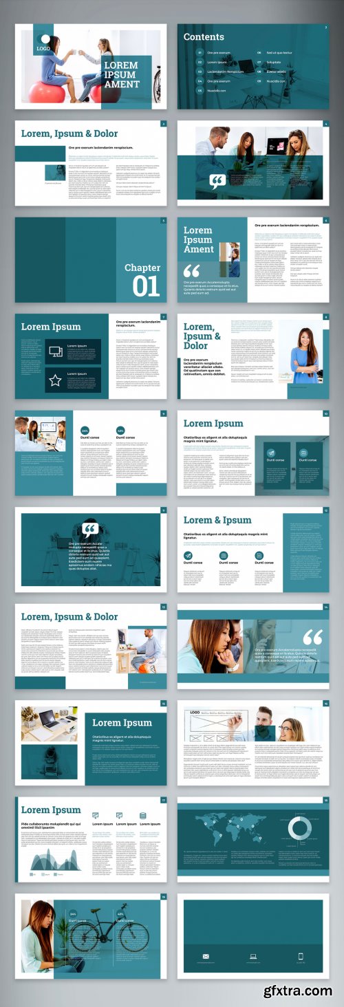 Teal and White Digital Brochure Presentation Layout 366090401