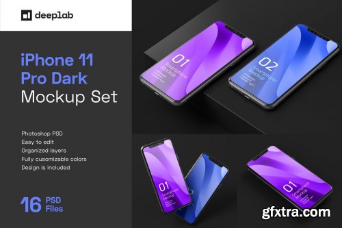 CreativeMarket - Dark iPhone 11 Pro Dark Mockup 5212746