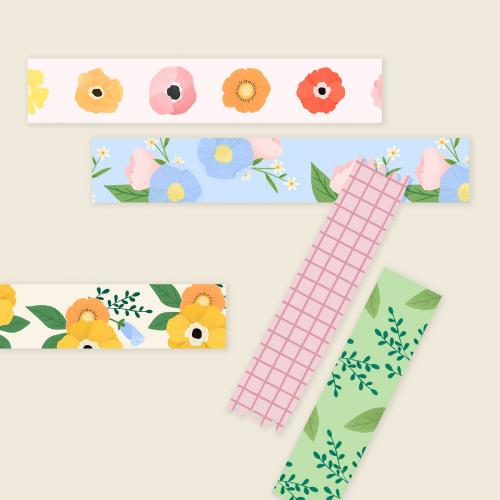Floral washi tape set illustration - 2030722
