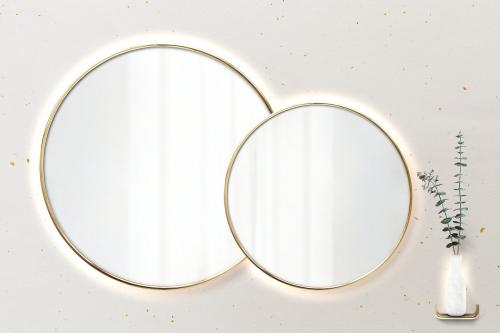 Two mirrors on a beige wall mockup - 2036748