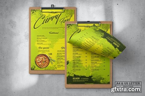 Curry Food Menu Design A4 & US Letter