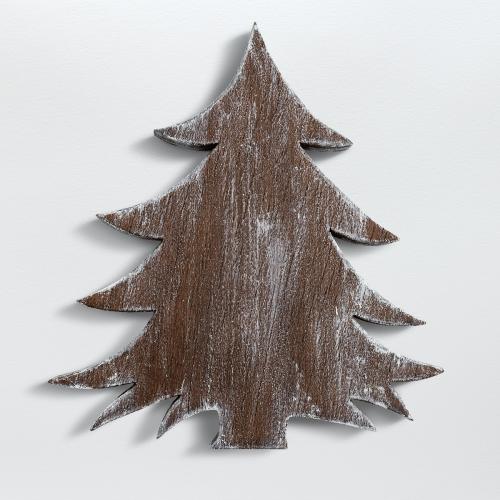 A Christmas wooden tree ornament isolated on gray background - 1231380