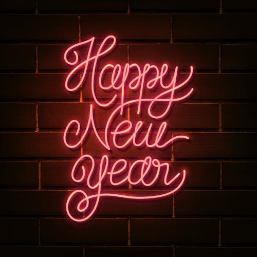 Neon bright happy new year social ads template - 1232191