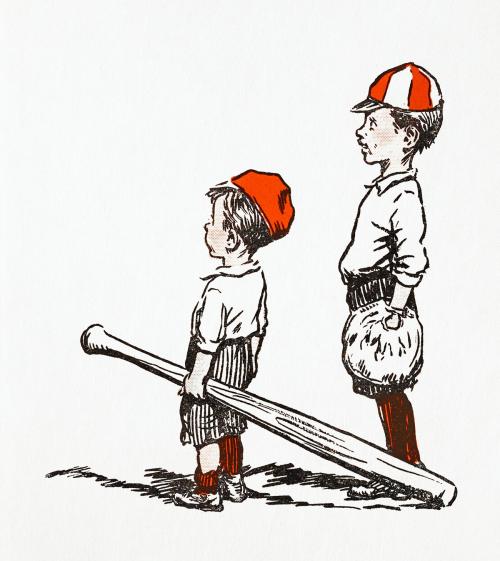 Two little baseball players - 1232795