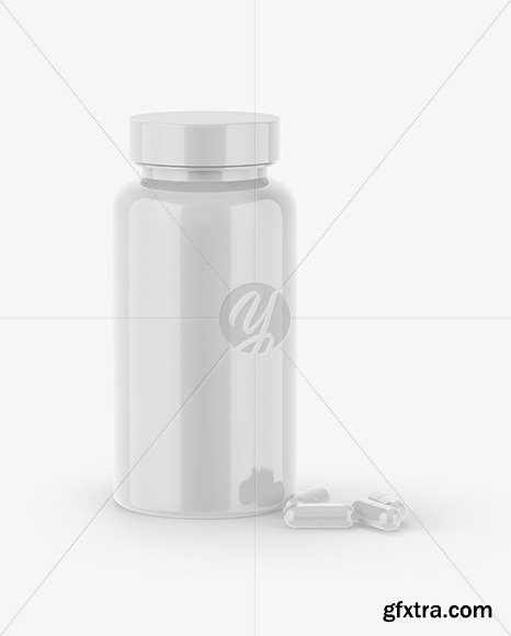 Glossy Plastic Bottle & Pills Mockup 63827