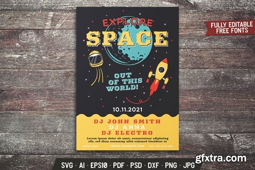 Explore Space Retro Flyer