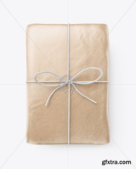 Kraft Paper Parcel With Row Bow Mockup 65376