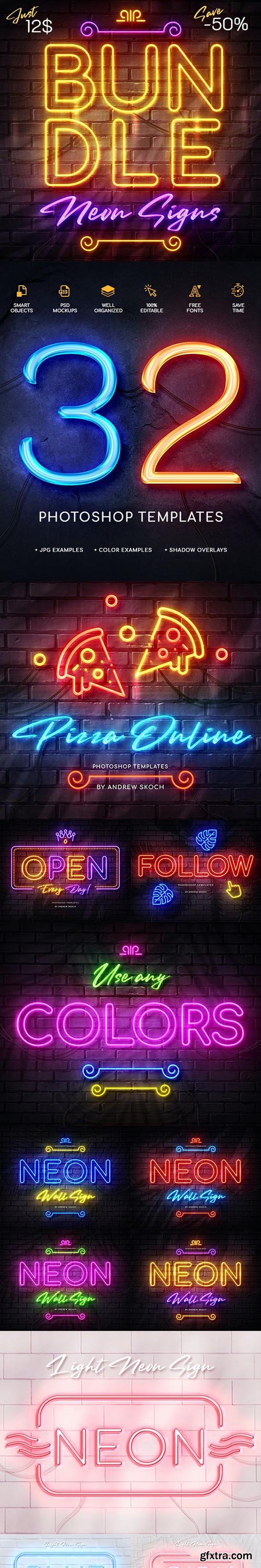 GraphicRiver - Wall Neon Signs Bundle 28112439