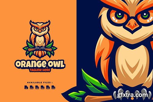 Orange Owl Character Logo