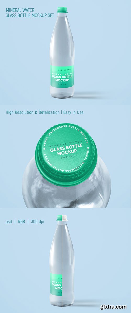 Glass Bottle of Mineral Water PSD Mockup