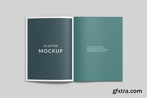 Open US Letter Catalog Mockup Top View