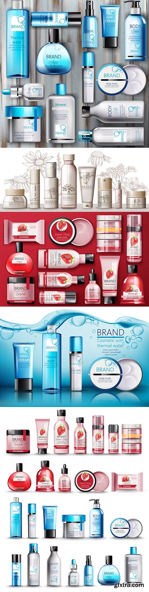 Body cosmetics set Brand name with place for text 3d illustration 2