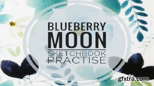 Sketchbook Practise - Blueberry Moon - loose watercolour and dip pen.