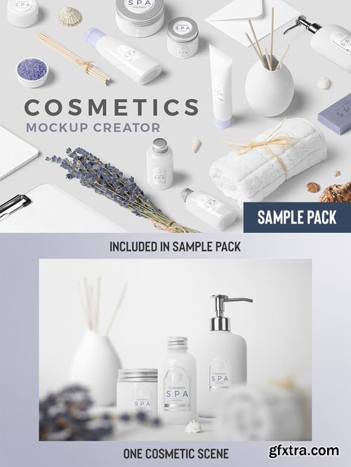 Cosmetic Scene PSD Template - Dispenser, Bottle & Jar Mockups