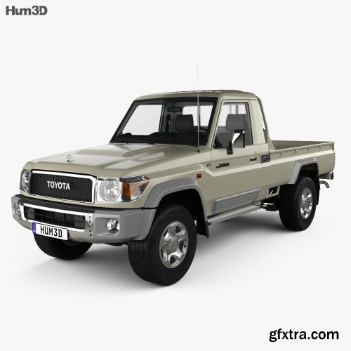 Toyota Land Cruiser Single Cab Pickup with HQ interior 2007 3D model