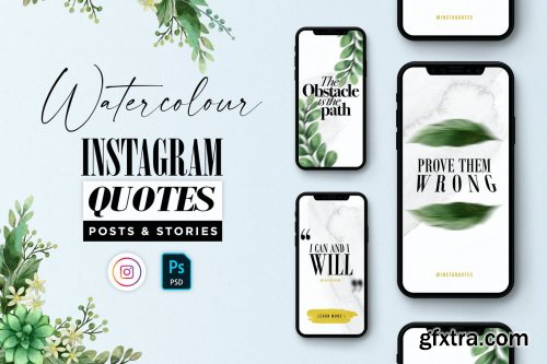 Classy Watercolor Instagram Quotes Posts & Stories