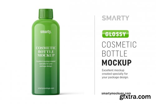 CreativeMarket - Glossy cosmetic bottle mockup 4817561