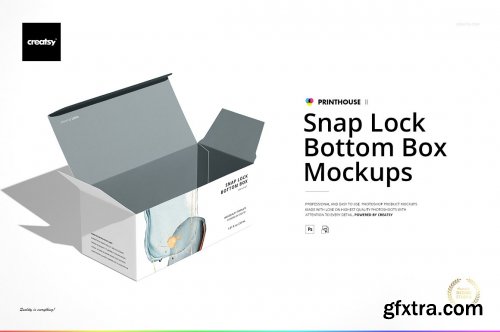 CreativeMarket - Snap Lock Bottom Box Mockup Set 4665922