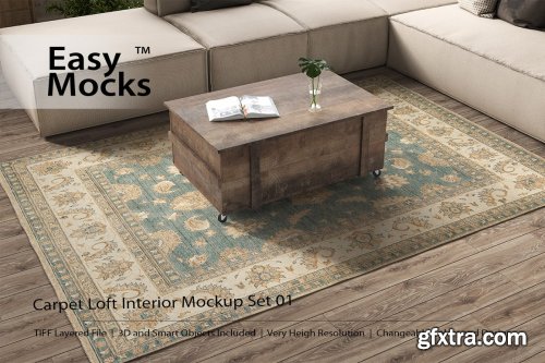 CreativeMarket - Carpet Loft Interior Mockup Set 01 4529827