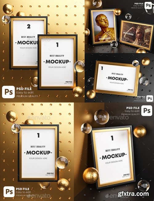 GraphicRiver - Gold Frame Mockup Pack 28225069