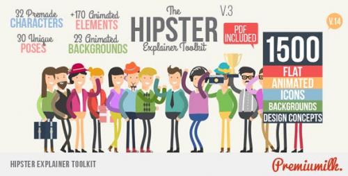 Videohive - Hipster Explainer Toolkit & Flat Animated Icons Library V3 - 10981763