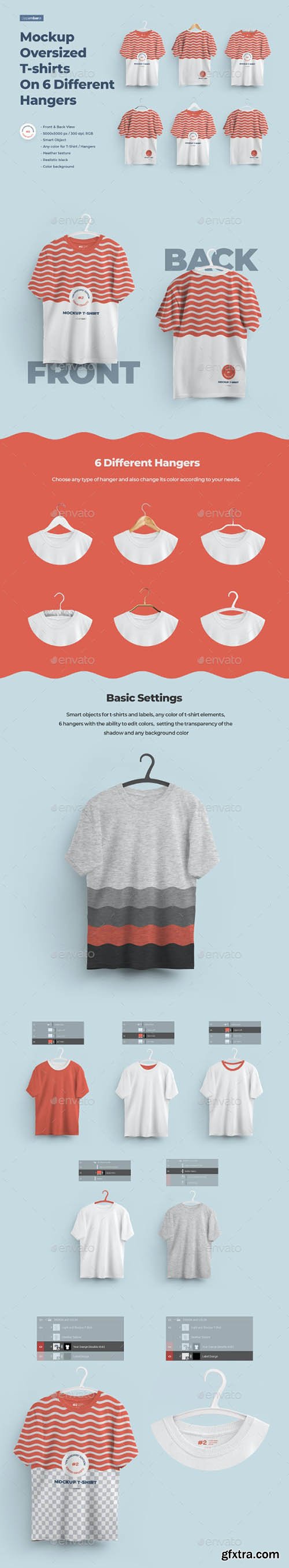 GraphicRiver - 2 Mockups Oversized T-shirts On 6 Different Hangers 27568335