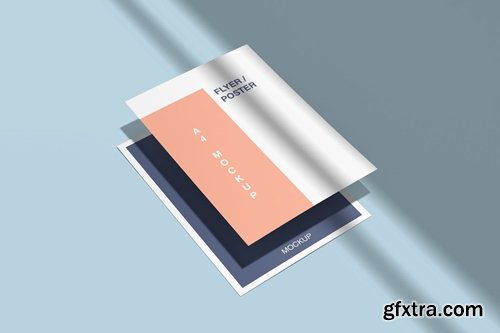 A4 Poster or flyer mockup with shadows