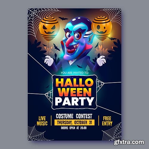 Realistic halloween party flyer