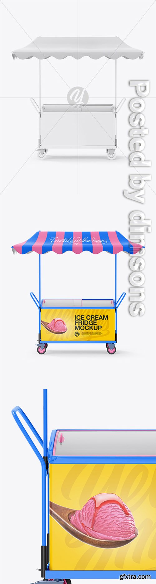 Ice Cream Fridge With Awning Mockup - Front View 19563