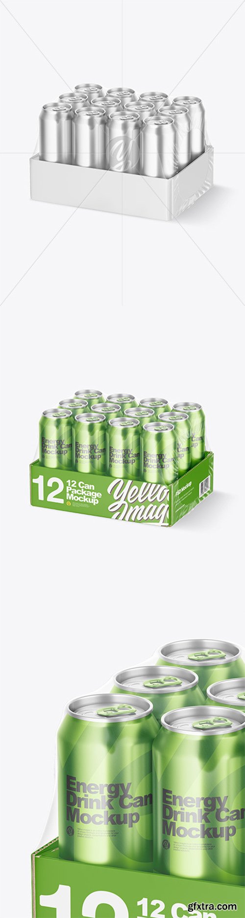 Transparent Pack with 12 Metallic Cans Mockup 63755