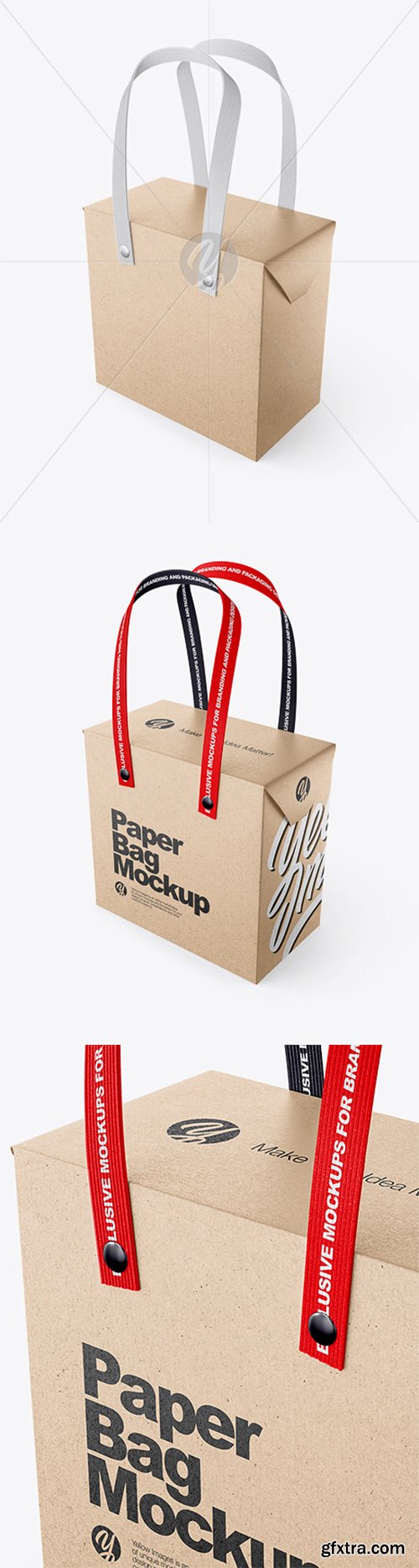 Kraft Paper Box Bag with Textile Handles Mockup - Half Side View 63612