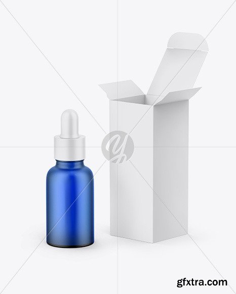 Paper Box W/ Blue Dropper Bottle Mockup 67240